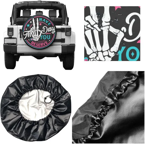 Vista 31 de Cool Cat and UFO Spare Tire Cover Wheel Protectors Dust-Proof Wheel Tire Cover Fit Trailer, Rv, Sand Many Vehicle 14inch