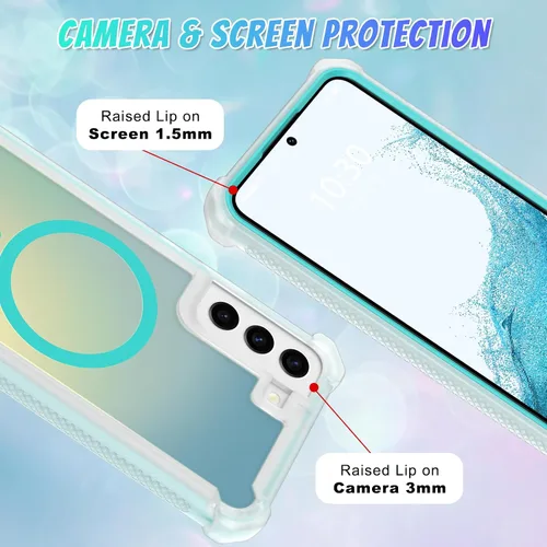 Vista 4 de Bonoma Funda para Samsung Galaxy S22 Esquina de cristal iridiscente - Verde Verde iridiscente
