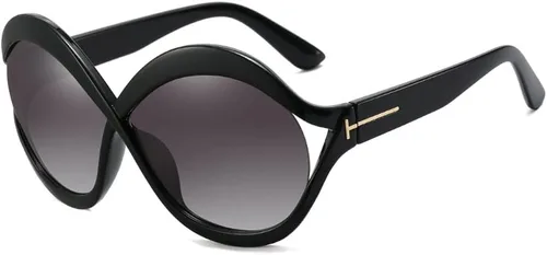 Vista 2 de Freckles Mark Lentes de sol circulares grandes de inspiración vintage de los años 70 para mujer, lentes redondos Lennon Hippy de los años 60