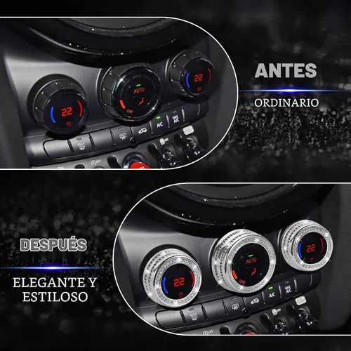 Vista 3 de TOMALL Bling - Botón de aire acondicionado AC, cubierta de botón compatible con Mini Cooper Countryman Clubman, cubierta para consola central