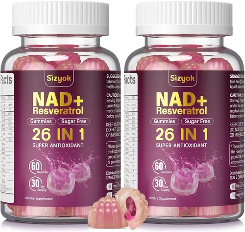 Vista 10 de Gomitas de Resveratrol NAD, Suplementos NAD para Mujeres con Colágeno Hidrolizado, Semilla de Uva y D-Biotina que Apoyan la Acción Antioxidante