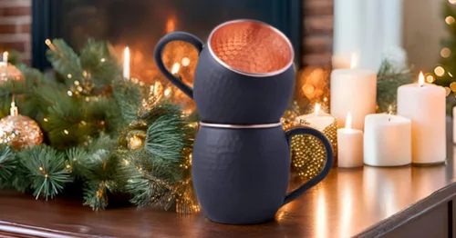 Vista 4 de STAGLIFE Tazas de 20 onzas negras mate de Moscú Mule tazas de cobre puro para agua potable, regalos para hombres y mujeres en aniversario, tazas