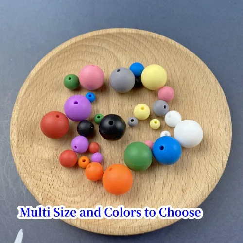 Vista 5 de Abalorios de silicona, 120 piezas de 6 mm abalorios redondos de silicona para hacer llaveros, pulseras, collares, aretes, joyas, manualidades DIY