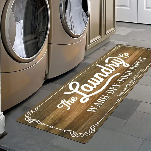 Vista 11 de Pauwer - Alfombra de cocina estilo granja, 20"X48", beige, antideslizante, lavable, hecha a máquina Goma, lavable, duradero, fácil de limpiar