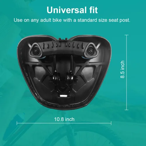 Vista 6 de Cómodo sillín de bicicleta para ejercicio y bicicleta de carretera, asiento cómodo de gran tamaño para estacionario extra ancho de repuesto