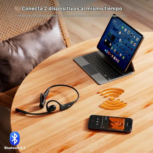 Vista 5 de Auriculares de oreja abierta con micrófono, auriculares Bluetooth de doble conexión con micrófono (cancelación de ruido AI), auriculares Bluetooth