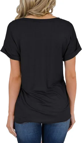 Vista 2 de Miholl Camiseta holgada, informal, de manga corta, con cuello en V, para mujer