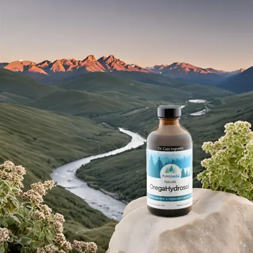 Vista 7 de PURELY WILD Dr. Cass Ingram's OregaHydrosol - Jugo de orégano mediterráneo salvaje para apoyo inmunológico, salud respiratoria y digestiva, sin OMG