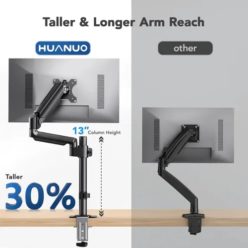 Vista 3 de HUANUO Brazo de monitor único, soporte alto para monitor de computadora para pantallas de 13 a 32 pulgadas con capacidad para 4.4-19.8 libras