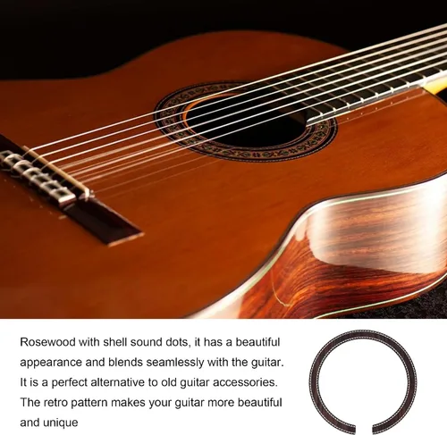 Vista 6 de Guitarra acústica Rosette Rosette calcomanía de madera con incrustaciones de roseta para B-23 piezas de guitarra clásica, color madera