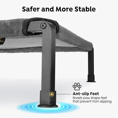 Vista 6 de Veehoo CWC2432A - Cama elevada para perro con marco resistente, patas de silicona antideslizantes, cama para perro lavable y transpirable, cama