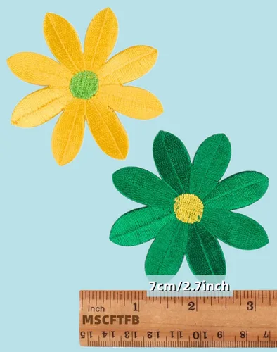 Vista 3 de 20 piezas de 2.7 pulgadas de margaritas grandes de hierro bordados con apliques florales para ropa, cortina, almohada, manta, adornos, zapatos