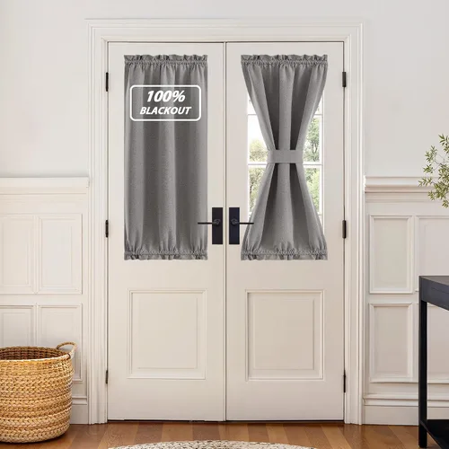 Vista 63 de NICETOWN Cortinas de Lino para Puerta Lateral - Cortinas Opacas con Aislamiento Térmico para Puerta Delantera Francesa para Sombra Pequeña
