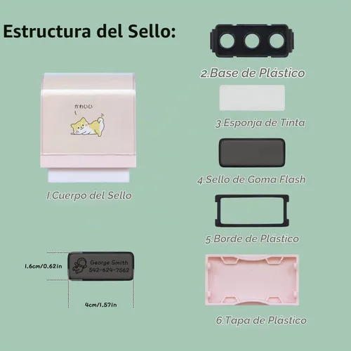 Vista 7 de Sello personalizado con nombre para niños, impermeable, juego de sellos de ropa 6 en 1