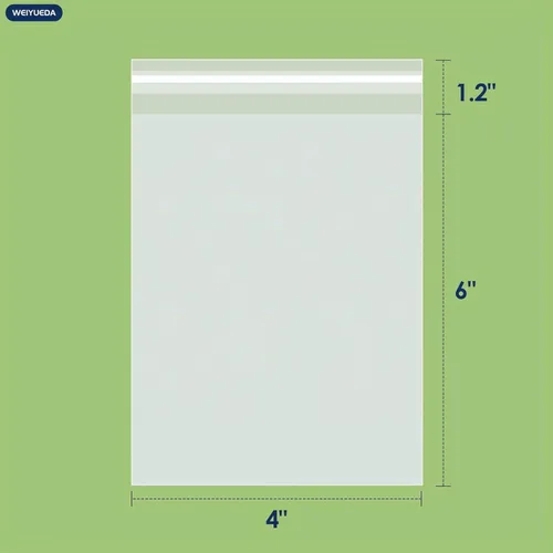 Vista 2 de WEIYUEDA - Bolsas de celofán autoadhesivas transparentes de 4 x 6, 200 unidades Cookie & Candy Packaging Bags, High-Transparent Display Packaging