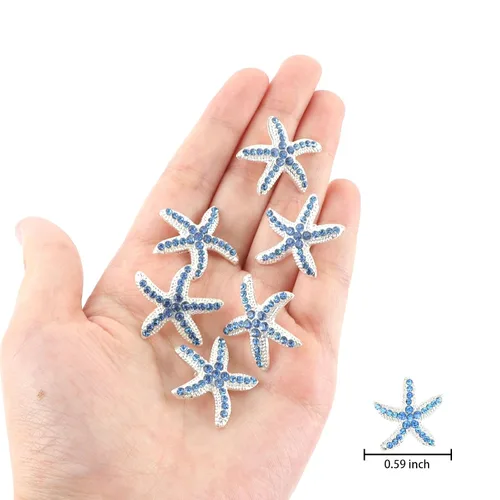 Vista 6 de YISSION Lindos horquillas para el cabello, clips y pasadores con diamantes de imitación, 20 piezas de estrellas de mar azules, pequeños accesorios