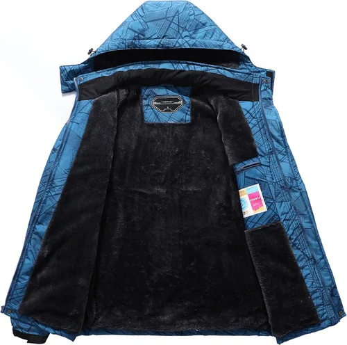 Vista 3 de Chaqueta de esquí impermeable para hombre, rompevientos, cálida, para invierno, con capucha, para montaña, nieve