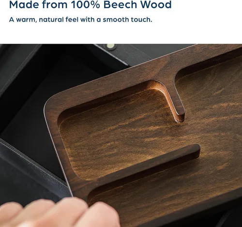 Vista 8 de mordeco Revov - Caja de bandeja EDC con tapa giratoria magnética de madera auténtica, mesa de oficina, organizador de equipo EDC, oficina en casa