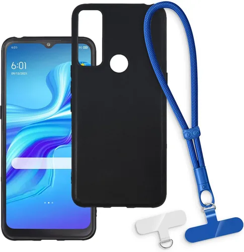 Vista 11 de Estuche y correa de muñeca para TCL 20 A 5G - transparente+negro Funda transparente + correa negra