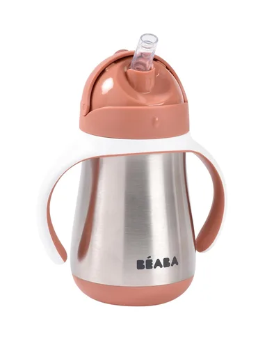 Vista 10 de BEABA - Vaso para sorber con popote de acero inoxidable, vasos aislados a prueba de derrames con asas extraíbles, fabricado con acero inoxidable