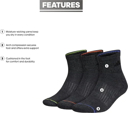 Vista 2 de adidas - Calcetines acolchados para hombre 3 pares