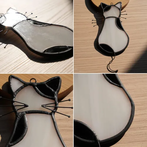 Vista 3 de BOXCASA Gato vitral colgante de ventana, regalo para mamá y amiga