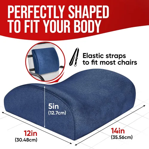 Vista 5 de FORTEM Cojín para asiento de silla (terciopelo, azul) + soporte lumbar