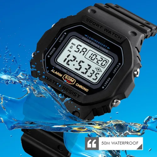 Vista 5 de Relojes de moda para hombres y mujeres unisex de verano, digitales con luz de fondo, casuales, impermeables, para deportes al aire libre, natación