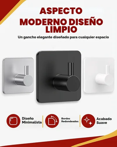 Vista 6 de Auxmir Ganchos Adhesivos de Servicio Pesado 30lb(Máx) Ganchos de Pared, Paquete de 5 Toallero Autoadhesivo Sin Daños, Acero Inoxidable para Abrigo