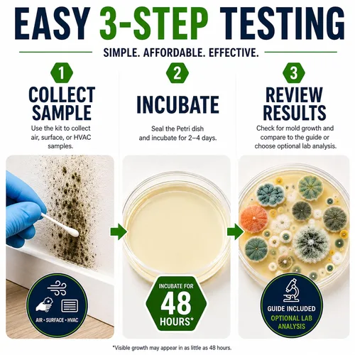 Vista 5 de Evviva Sciences - Kit de prueba de moho para el hogar, 5 pruebas de detección simples con análisis de laboratorio opcional (tarifa adicional)