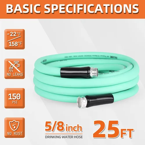 Vista 2 de OULEME: Manguera de agua potable premium para caravana de 25 pies con bolsa de almacenamiento, 5/8" para remolque de viaje, caravana y uso marino