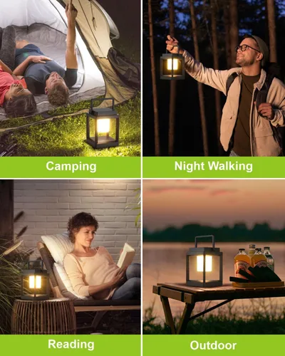 Vista 7 de DAKAFUL Lámpara de mesa para exteriores, lámparas LED para mesita de noche, faroles solares colgantes al aire libre para patio, impermeable, lámpara