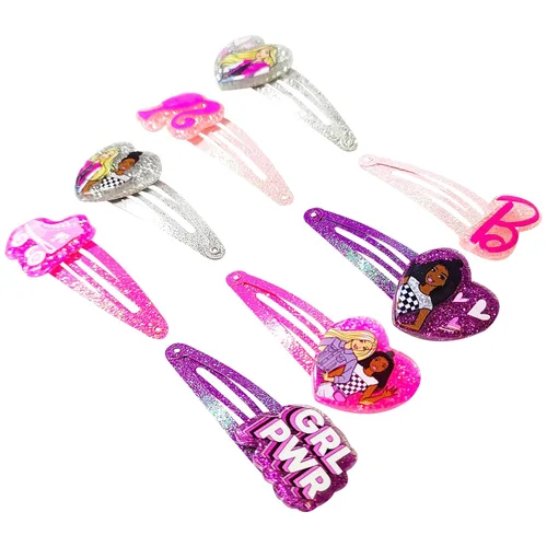 Vista 4 de LUV HER Clips de pelo Barbie para niñas, clips de presión, paquete de 8, multicolor, para edades 3+