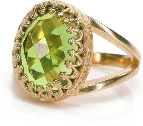 Vista 6 de Remarkable Peridot Ring - 10x14mm Oval Peridot Birthstone in Sterling Silver - Stunning August Birthstone Rings - Handmade Peridot Rings for Women