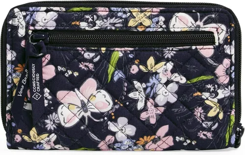 Vista 3 de Vera Bradley Cartera de algodón con protección RFID para mujer, Painted Feathers