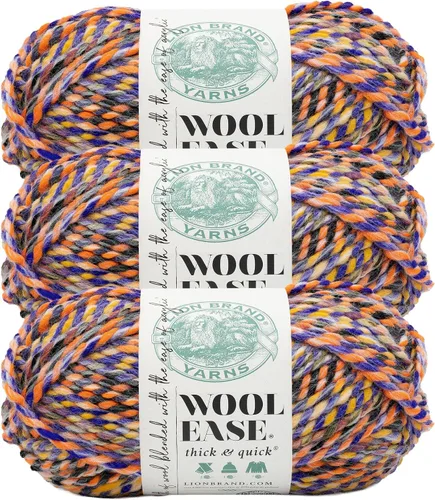 Vista 194 de Lion Brand Yarn - Ovillo de lana Wool-Ease Thick & Quick color fuerza aérea Super Bulky Wool Acrylic Blend Fiber for Soft Hats, Sweaters, Chunky
