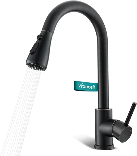 Vista 14 de VFAUOSIT - Grifo de cocina con rociador extraíble, grifo de fregadero de cocina sin plomo, níquel cepillado, acero inoxidable, arco alto, extracción