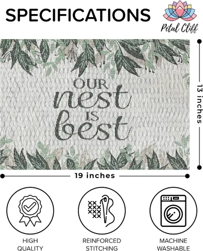 Vista 2 de Juego de 4, cita decorativa de hojas - Our Nest is Best Tapestry Placemats para cocina, comedor, fácil de limpiar, lavable a máquina. Tamaño: 13" x