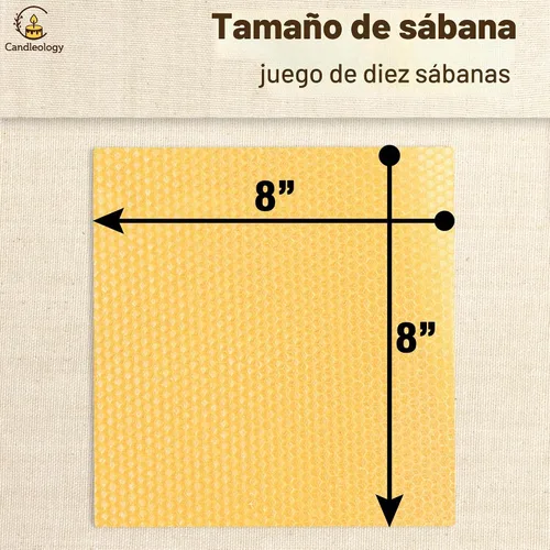 Vista 6 de Hojas de cera de abeja natural para hacer velas (paquete de 10 hojas con mechas de algodón), tono amarillo natural, kit de enrollamiento de velas