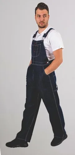 Vista 4 de Hombres Dungaree Pro Work Denim Overalls Bib and Brace Decorators Workwears Pantalones Azul Oscuro