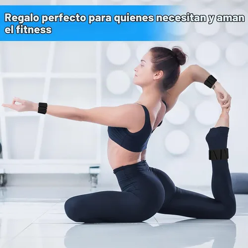 Vista 6 de Juego de 2 pesas para muñeca (2 libras cada una), pesas de tobillo para mujeres y hombres Negro 4lb