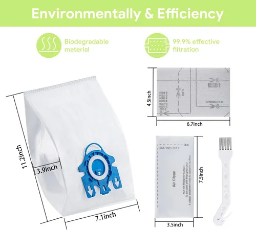 Vista 4 de Puredaisy - Bolsas de repuesto para aspiradoras Miele GN, paquete de 10 bolsas, 3 juegos de filtro, 1 cepillo pequeño, compatible con Classic C1