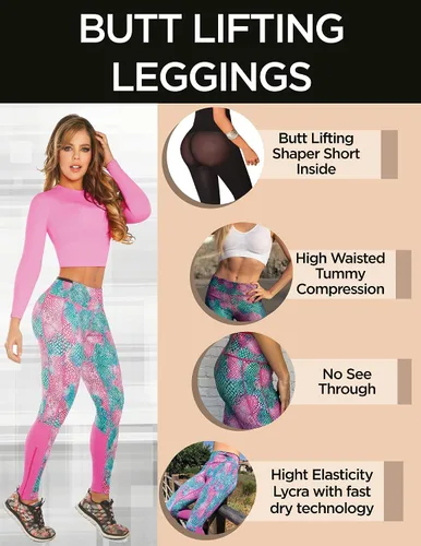 Vista 2 de ARANZA Pantalones de compresión para mujer, talla ancha, cintura alta, color negro