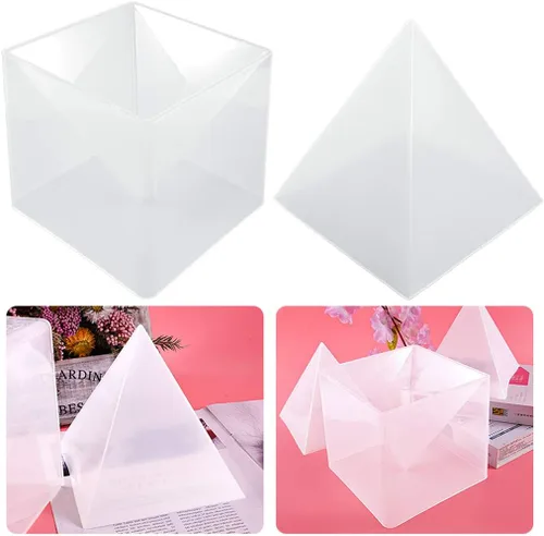 Vista 2 de DIY pirámide resina molde conjunto grande silicona 3D pirámide moldes decoración del hogar 15cm/5.9