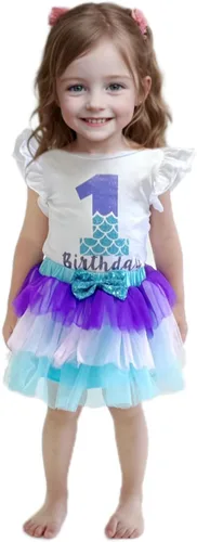 Vista 2 de Conjunto de falda TuTu de algodón con lentejuelas y lazo y diadema de 3 piezas