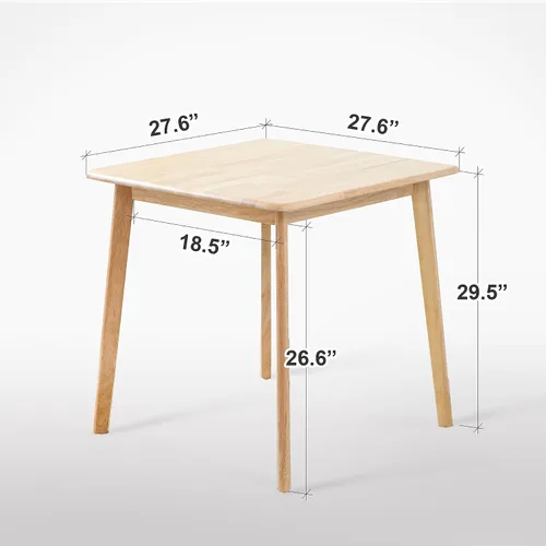 Vista 2 de Canberra - Mesa de comedor cuadrada de madera de 28.3 pulgadas/mesa de cocina moderna de roble malayo de mediados de siglo (roble natural)