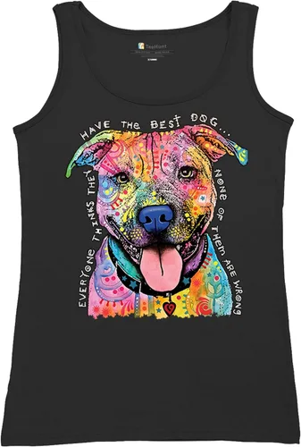 Vista 5 de Dean Russo Pets Art Pit Bull Camiseta sin mangas para mujer con los mejores perros