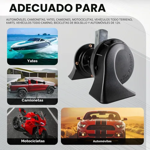 Vista 3 de FARBIN Bocina de coche impermeable de 12 V para coche, kit de bocina de caracol eléctrico de doble tono, universal para cualquier vehículo de 12 V
