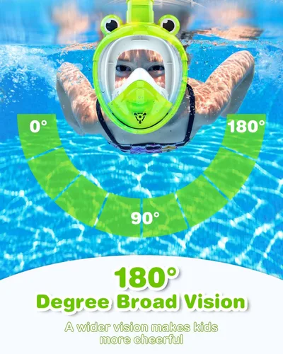 Vista 2 de Kkdi Kids Snorkel Mask, Full Face Snorkel Mask for Kid 4-16, Foldable Snorkeling Gear for Kids Snorkeling Set for Swimming Pool Toys, Dry Top