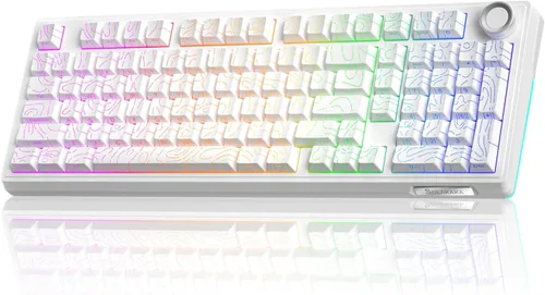 Vista 11 de SOLAKAKA KI99 Pro - Teclado mecánico inalámbrico con interruptor silencioso, interruptores preiluminados intercambiables en caliente, teclado
